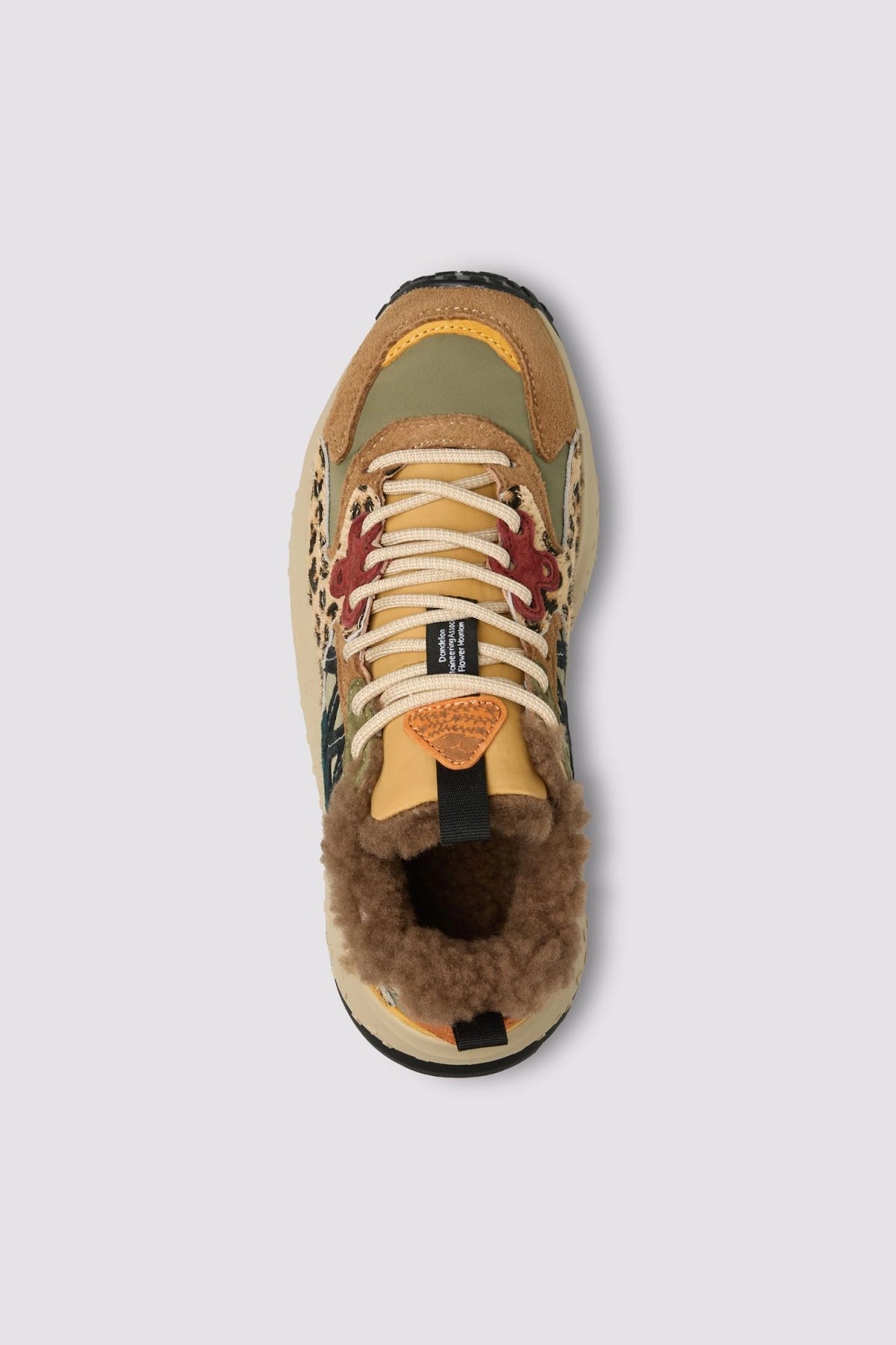 FLOWER MOUNTAIN Solin Woman Suede/nylon Brown-military-black-pony: multicolor baskets pour femme