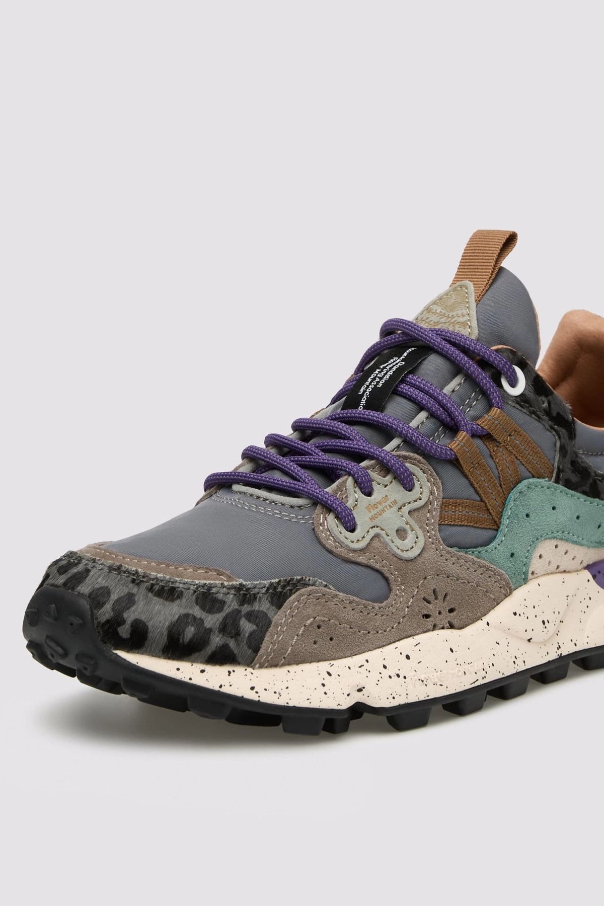 FLOWER MOUNTAIN Yamano 3 UNI Suede/pony Hair/nylon DARK Grey-anthracite-bottle: grey trainers for women