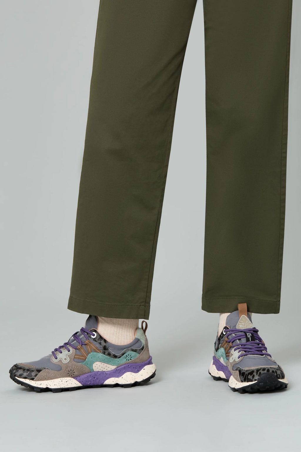 FLOWER MOUNTAIN Yamano 3 UNI Suede/pony Hair/nylon DARK Grey-anthracite-bottle: grau Sneaker für Damen