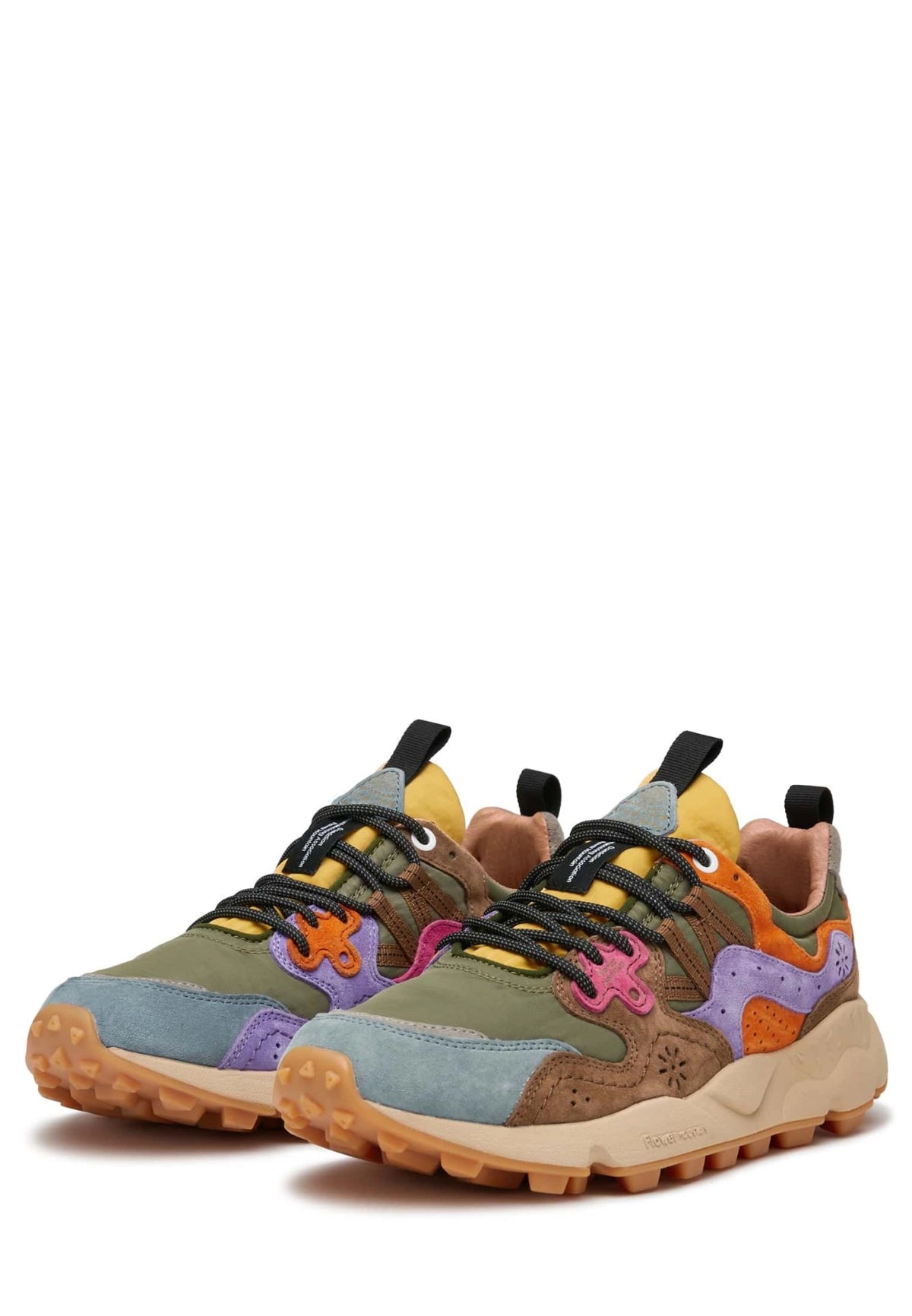 FLOWER MOUNTAIN Yamano 3 UNI Suede/nylon Kaki-multi: multicolor baskets pour femme