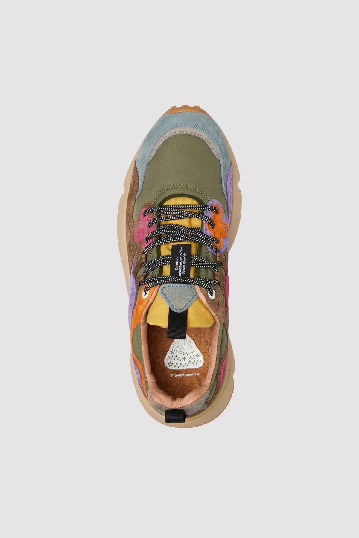FLOWER MOUNTAIN Yamano 3 UNI Suede/nylon Kaki-multi: multicolor baskets pour femme