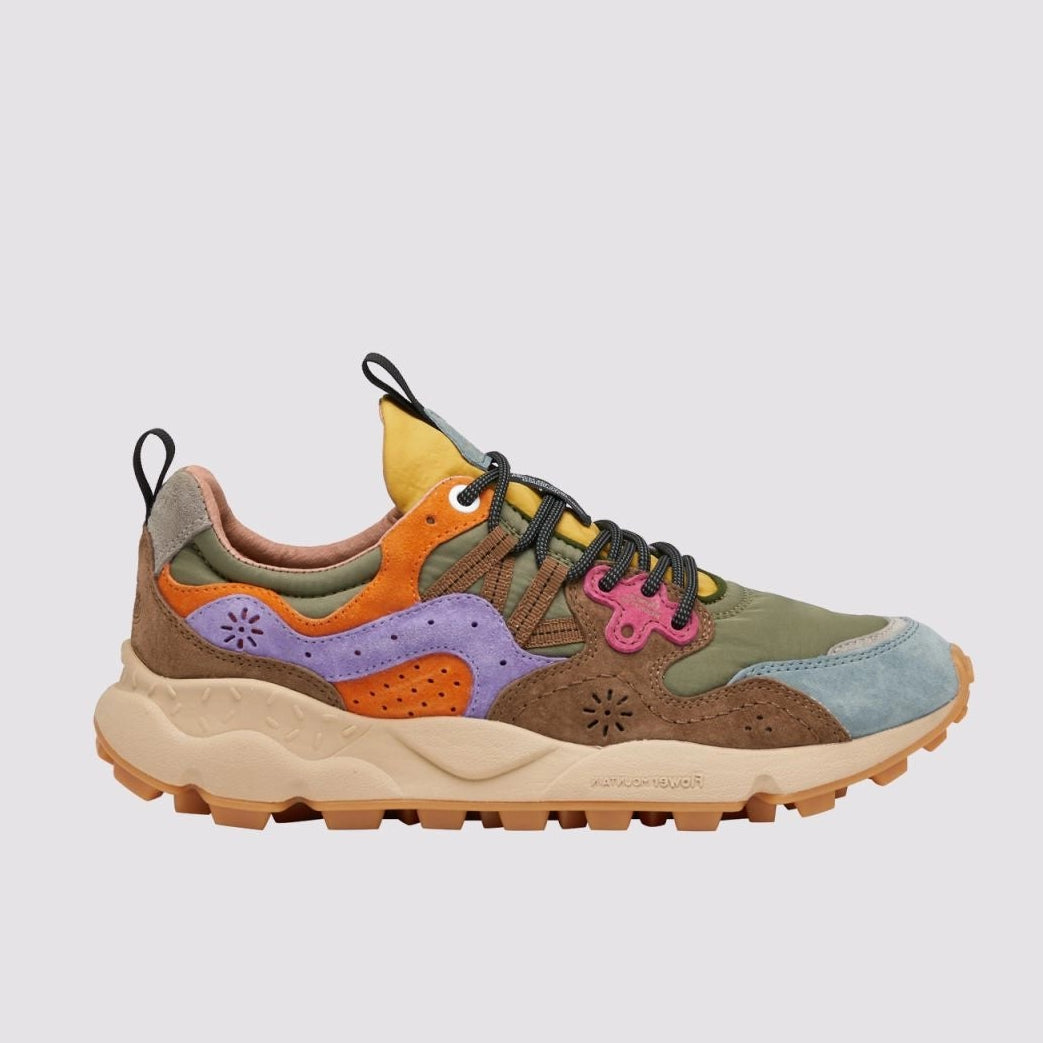 FLOWER MOUNTAIN Yamano 3 UNI Suede/nylon Kaki-multi: multicolor baskets pour femme