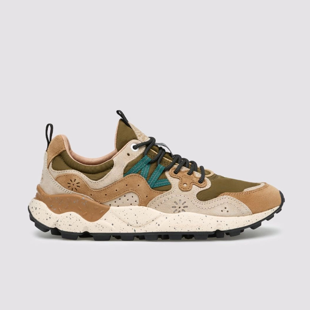FLOWER MOUNTAIN Yamano 3 MAN Suede/nylon Cream-brown-taupe: brown trainers for men