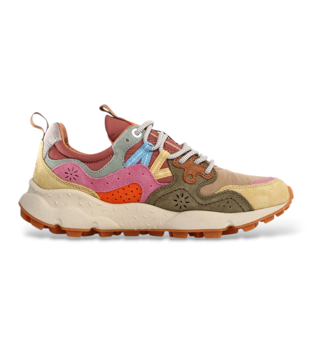 FLOWER MOUNTAIN Yamano 3 Woman Suede/nylon Cream-military-pink: multicolor 运动鞋 女士