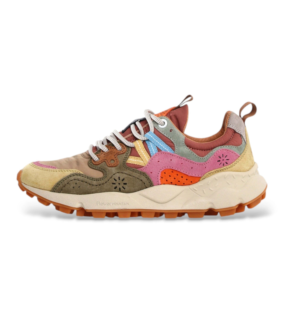 FLOWER MOUNTAIN Yamano 3 Woman Suede/nylon Cream-military-pink: multicolor 运动鞋 女士