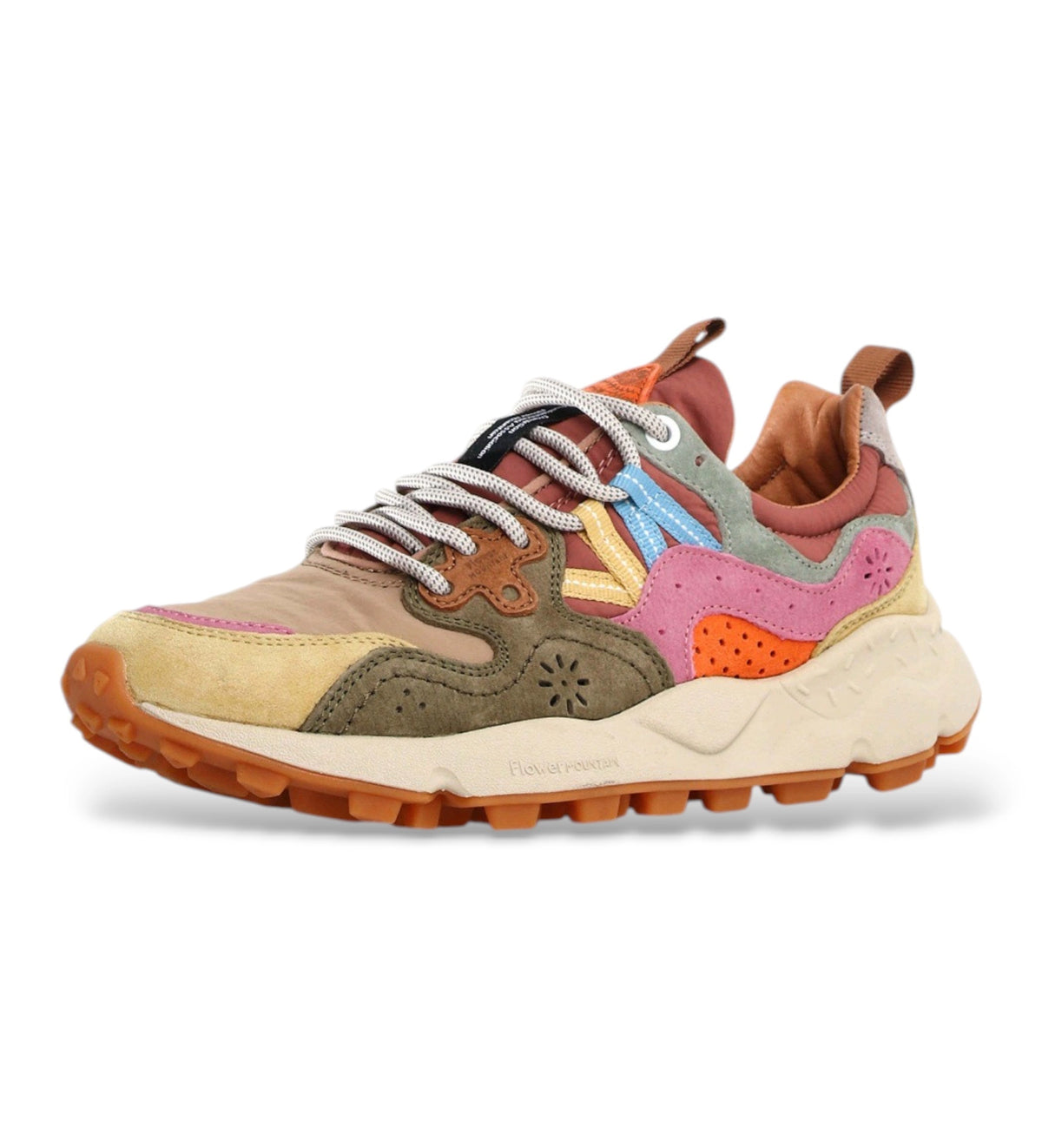 FLOWER MOUNTAIN Yamano 3 Woman Suede/nylon Cream-military-pink: multicolor 运动鞋 女士