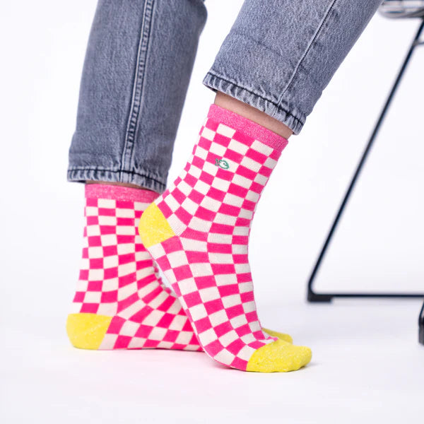 BILLYBELT | CALCETINES | MUJER | CARREAUX ROSE ET BLANC | ROSA