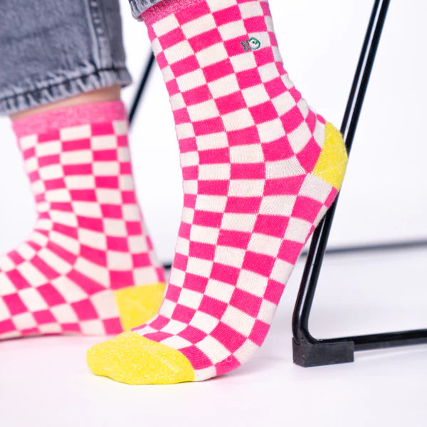 BILLYBELT | CALCETINES | MUJER | CARREAUX ROSE ET BLANC | ROSA