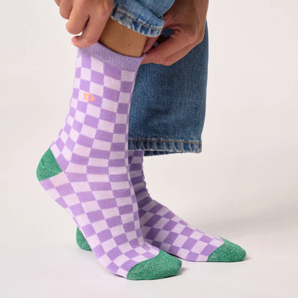 BILLYBELT | CALCETINES | MUJER | CARREAUX VIOLET ET VIOLET CLAIR | LILA