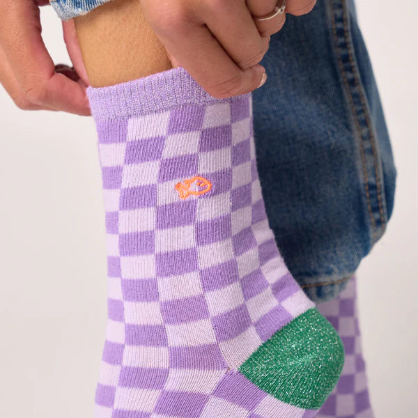 BILLYBELT | CALCETINES | MUJER | CARREAUX VIOLET ET VIOLET CLAIR | LILA