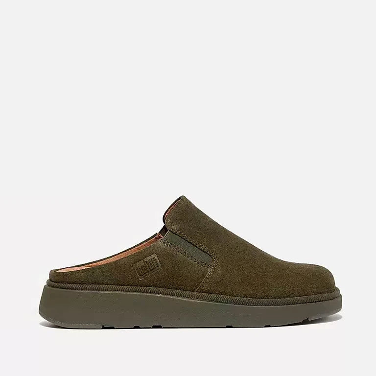 FITFLOP | KLAPKI DAMSKIE | W GEN-FF ELASTYCZNE KLAPKI Z ZAMSZU W KOLORZE GŁĘBOKIEJ OLIWKI | ZIELONY