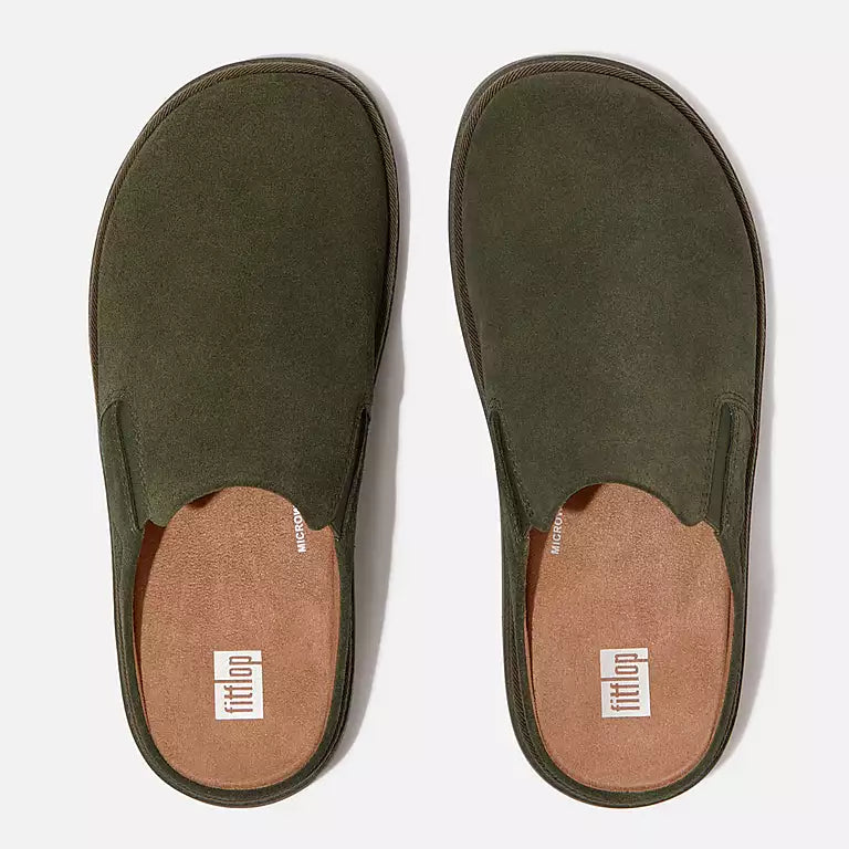 FITFLOP | KLAPKI DAMSKIE | W GEN-FF ELASTYCZNE KLAPKI Z ZAMSZU W KOLORZE GŁĘBOKIEJ OLIWKI | ZIELONY