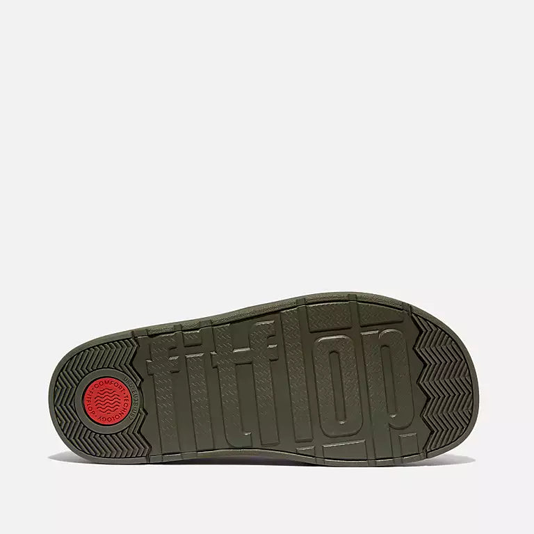 FITFLOP | KLAPKI DAMSKIE | W GEN-FF ELASTYCZNE KLAPKI Z ZAMSZU W KOLORZE GŁĘBOKIEJ OLIWKI | ZIELONY