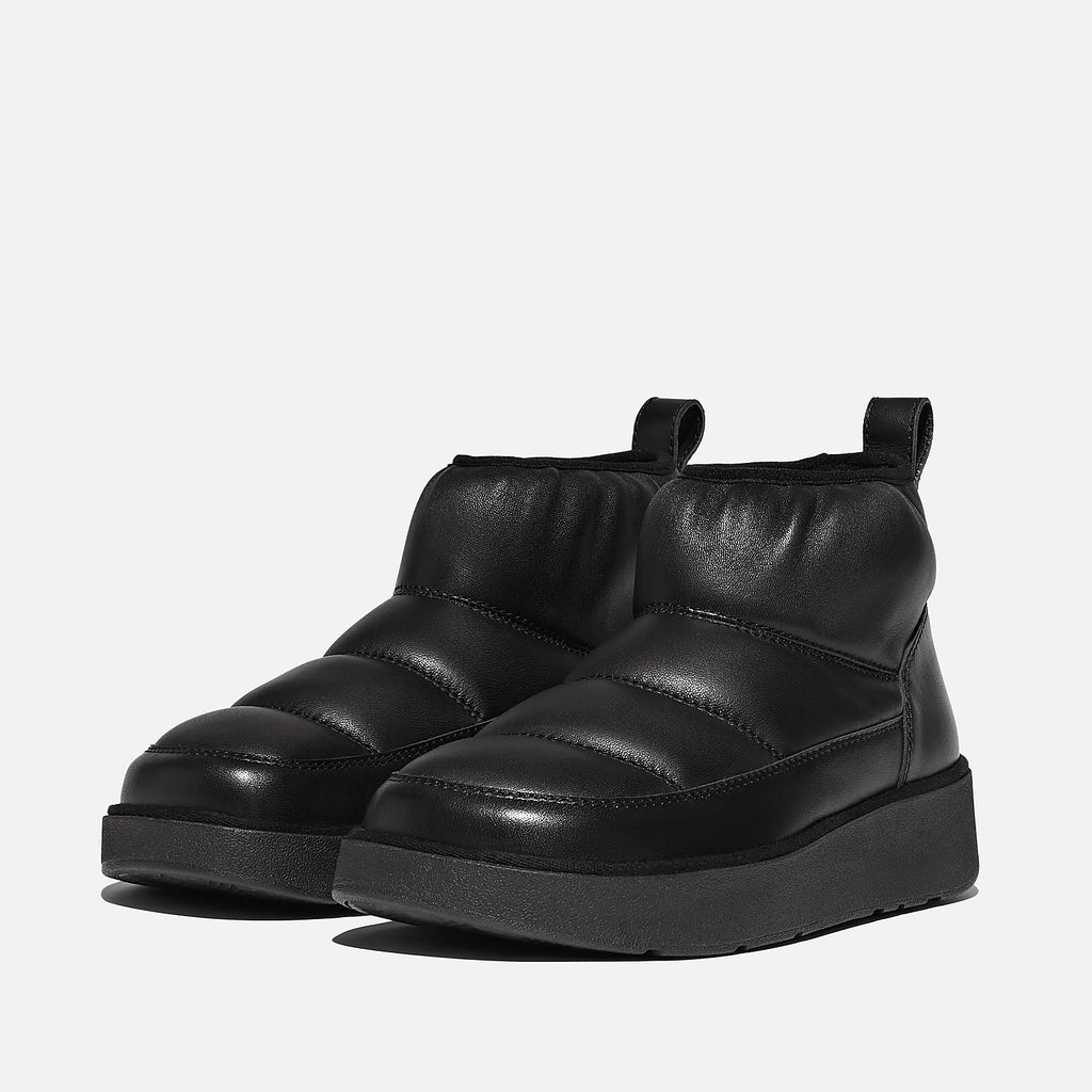 FITFLOP | BUTY DAMSKIE | W GEN FF WYŚCIÓŁKOWANE MIĘKKIE SKÓRZANE BUTY CAŁE CZARNE | CZARNE