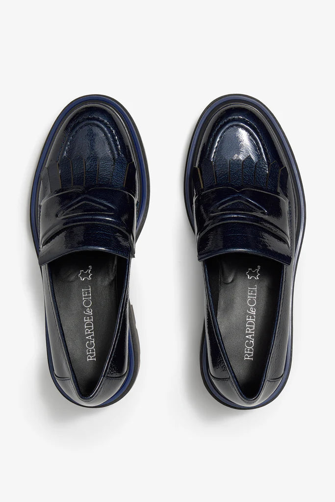 REGARDE LE CIEL Ginevra Naplak Black: zwart loafers voor dames