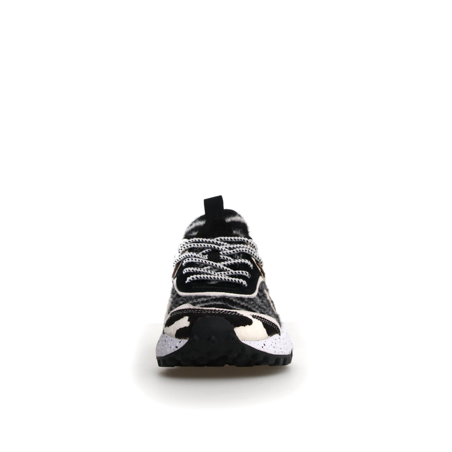 FLOWER MOUNTAIN | SNEAKERS MUJER | KOTETSU WOMAN SUEDE/PONY HAIR/FLYING KNITTING WHITE-BLACK | BLANCO