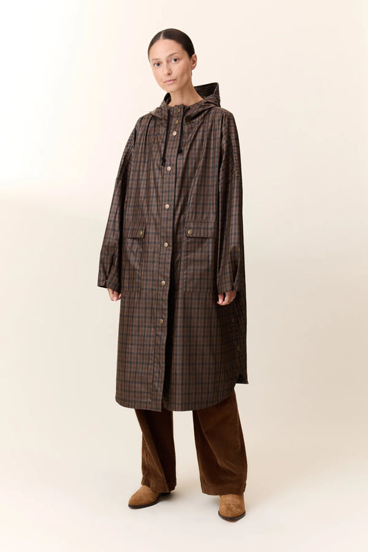 LEON & HARPER | GORROS | MUJER | PONCHO VANNAH CHECKI | MARRÓN
