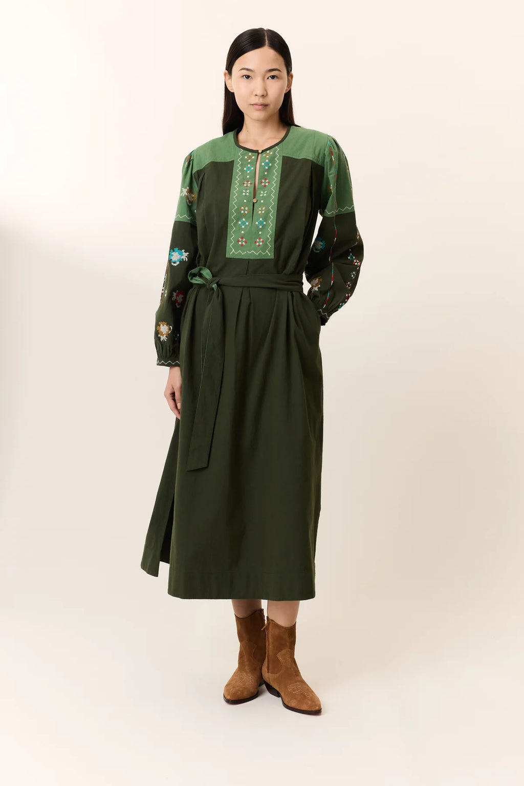 LEON & HARPER | VESTIDO | MUJER | RUOKI BRD GREEN | VERDE