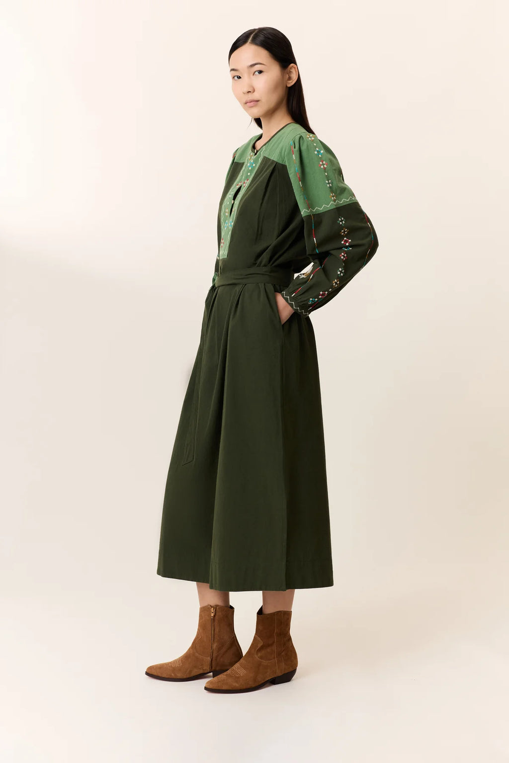 LEON & HARPER | VESTIDO | MUJER | RUOKI BRD GREEN | VERDE