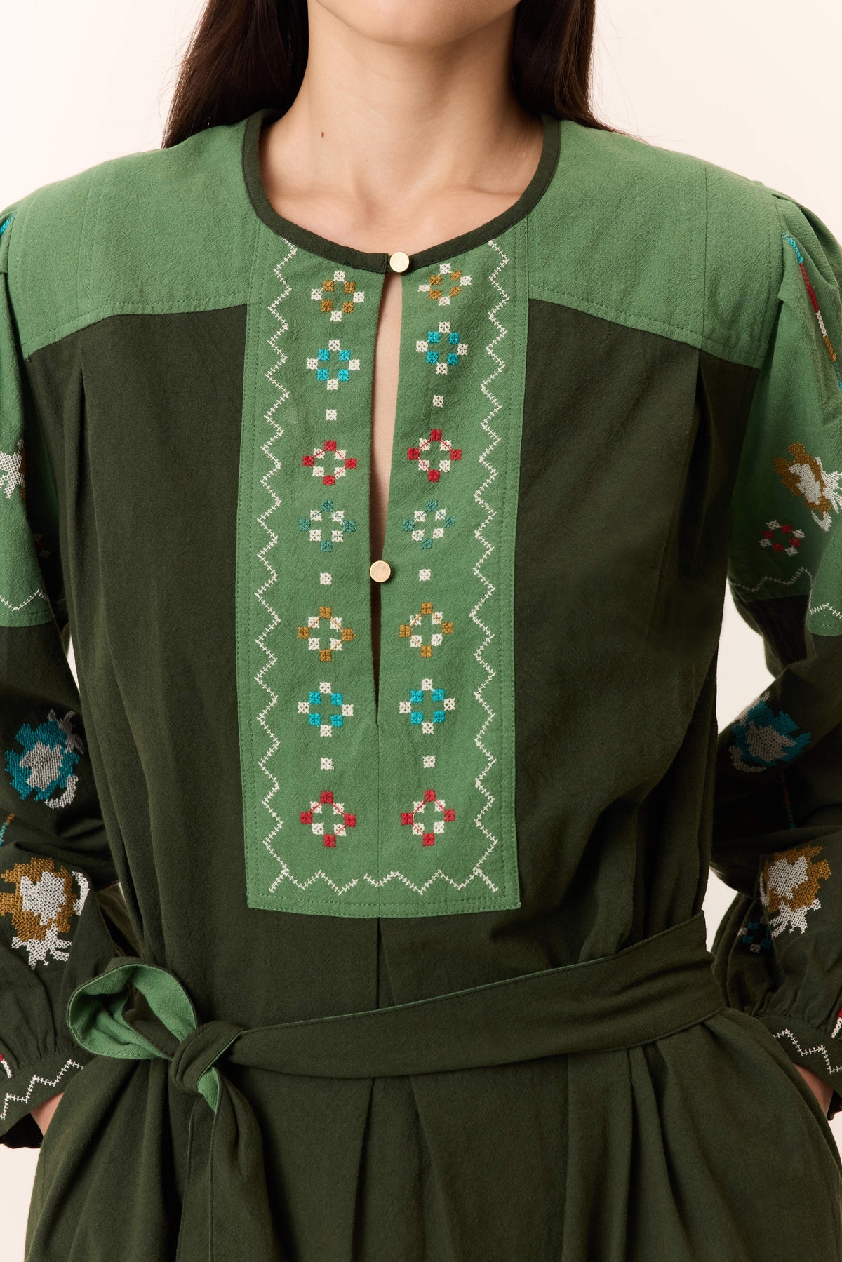 LEON & HARPER | VESTIDO | MUJER | RUOKI BRD GREEN | VERDE