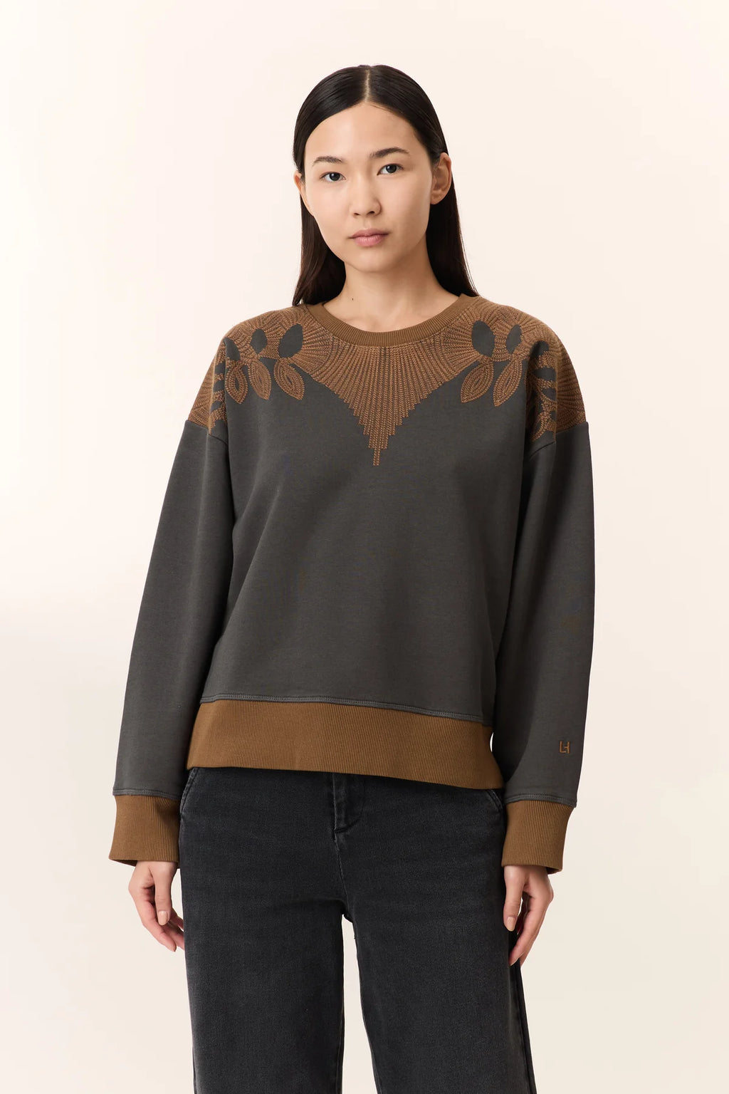 LEON & HARPER | SUDADERA | MUJER | SIENA LEAF CARBONE | GRIS