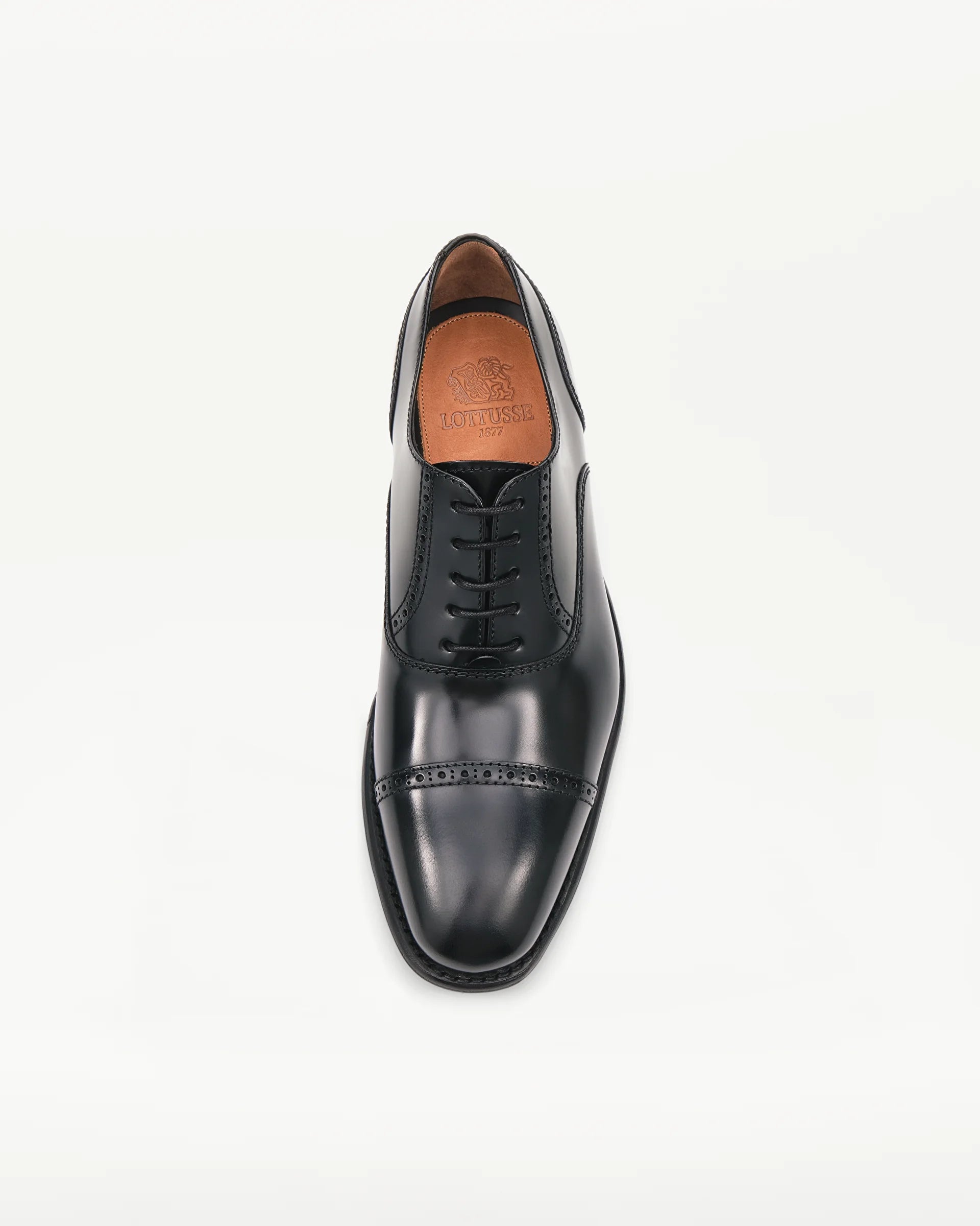 LOTTUSSE | OXFORD SHOES | MEN'S | BLACK LEATHER OXFORD PRESTON | BLACK