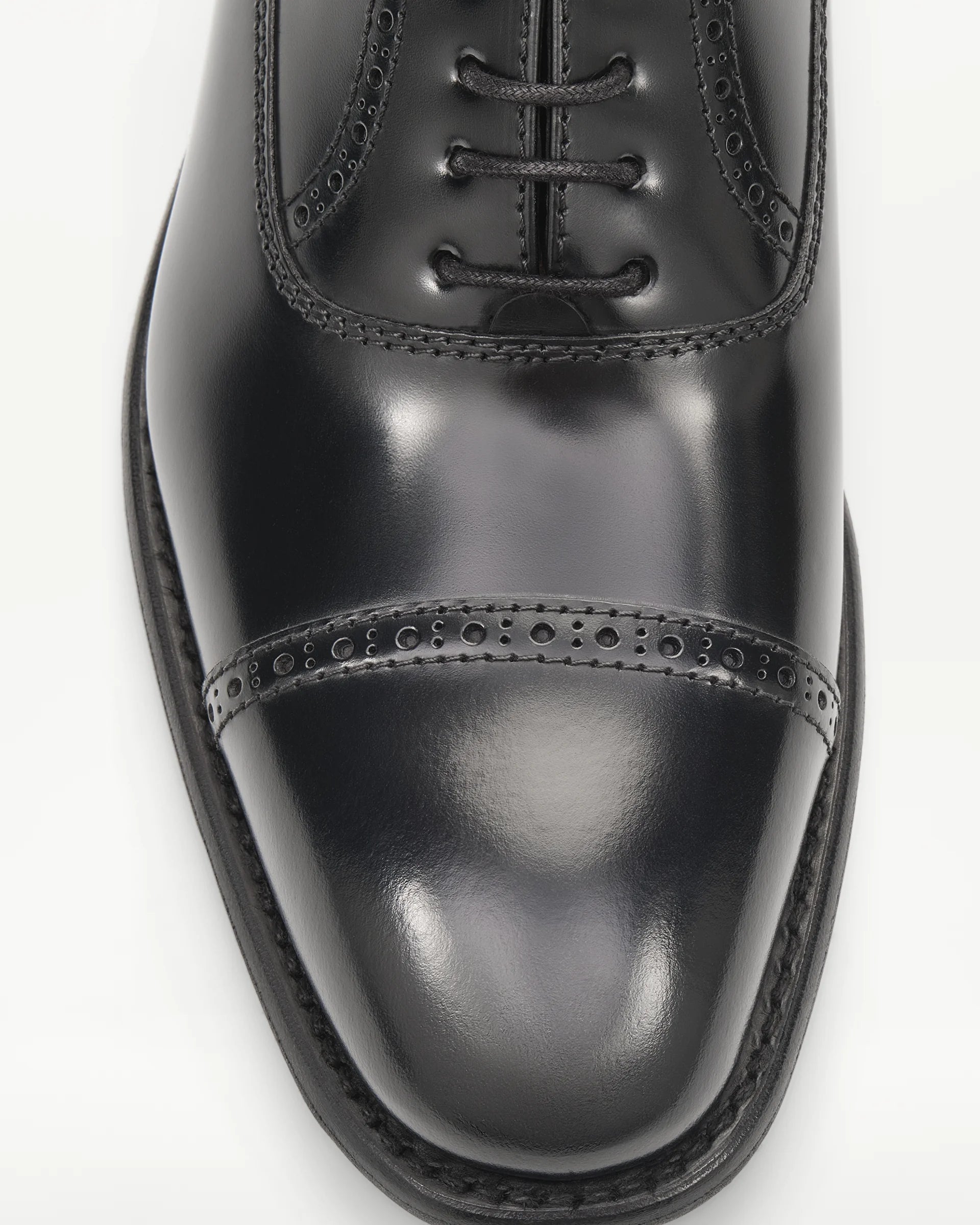 LOTTUSSE | OXFORD SHOES | MEN'S | BLACK LEATHER OXFORD PRESTON | BLACK