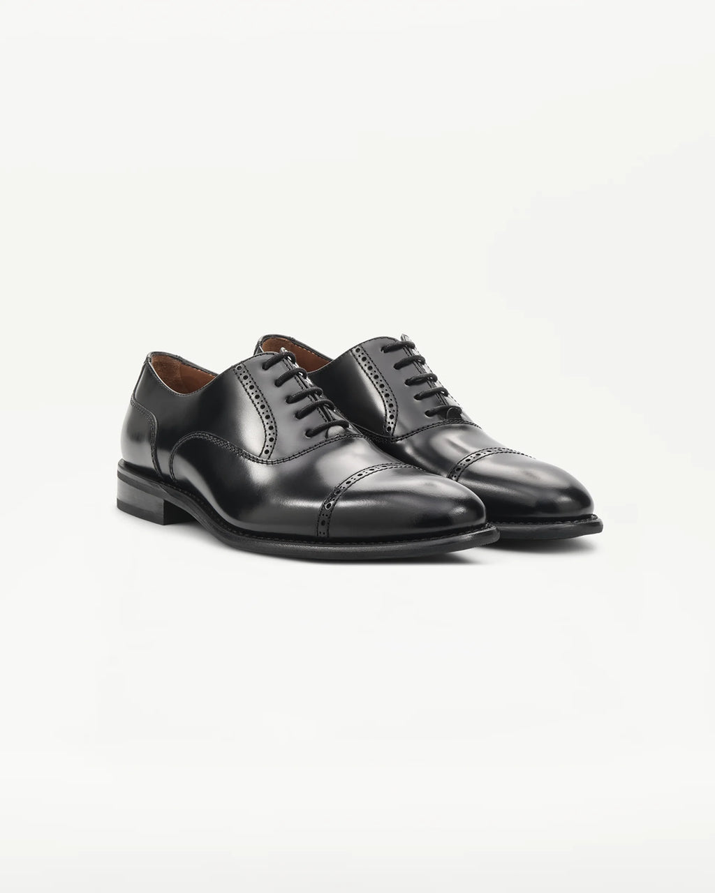 LOTTUSSE | OXFORD SHOES | MEN'S | BLACK LEATHER OXFORD PRESTON | BLACK