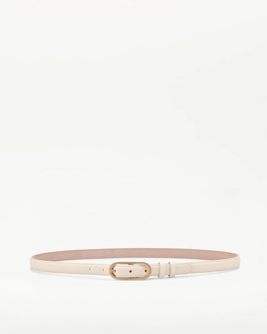 LOTTUSSE | CINTURONES | MUJER | CINTURÓN DE BECERRO ESTAMPADO SAFFIANO BLANCO ROTO | BLANCO