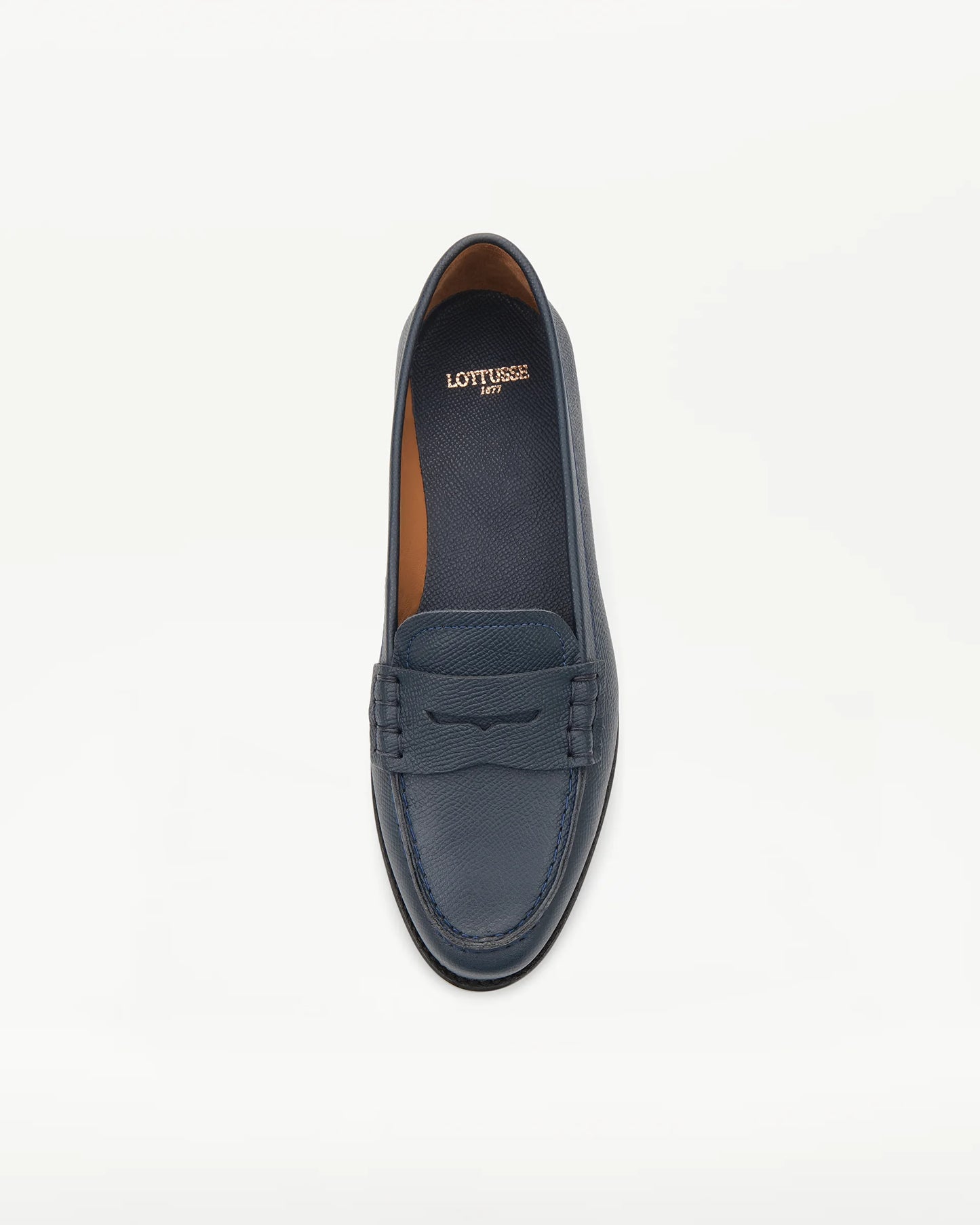 LOTTUSSE | MOCASINES | MUJER | MOCASÍN BANDA LIBERTY PIEL ESTAMPADO SAFIANO AZUL MARINO | AZUL MARINO