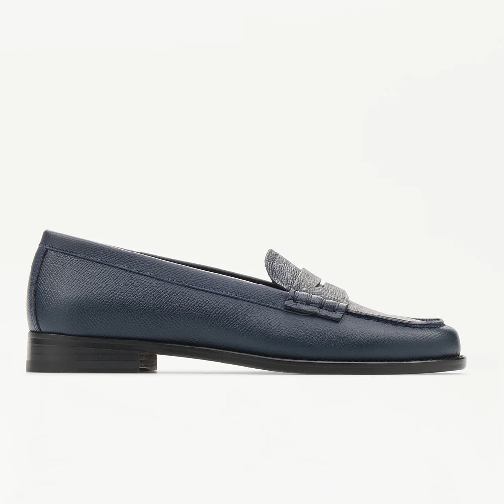 LOTTUSSE Mocasín Banda Liberty PIEL Estampado Safiano AZUL Marino: أزرق لوفر للنساء