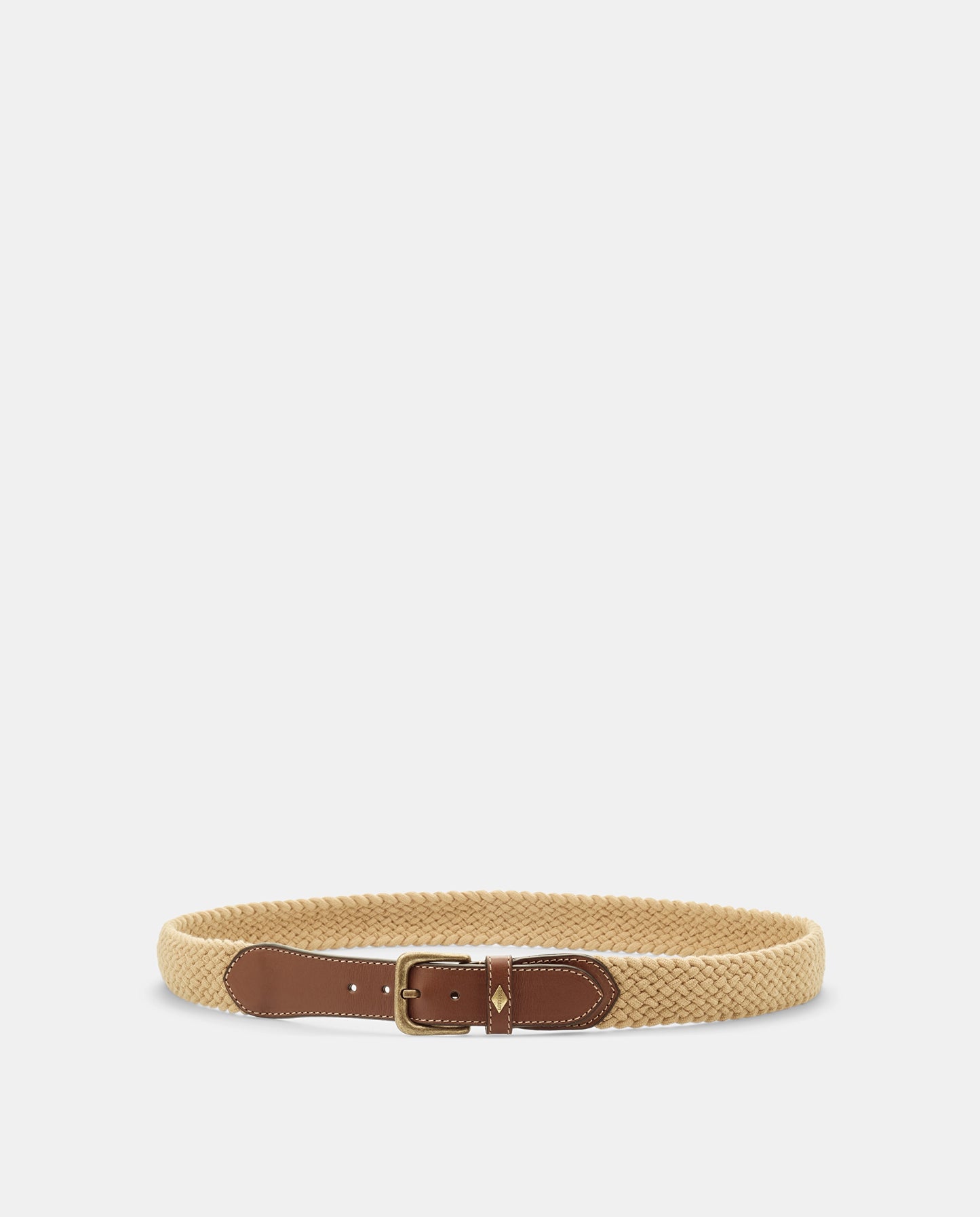 LOTTUSSE | BELT | MEN'S | BRAIDED BEIGE ELASTIC TUBULAR COW LEATHER | BEIGE