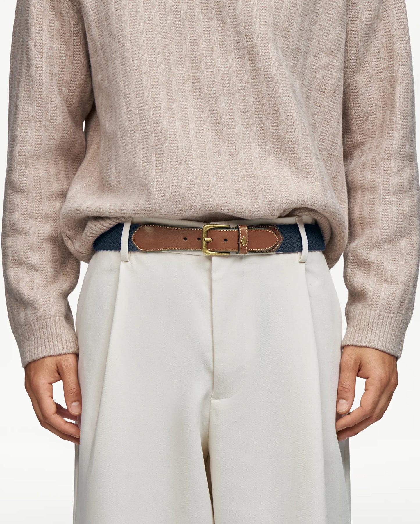 LOTTUSSE | CINTURONES | HOMBRE | CINTURÓN TRENZADO RAYÓN AZUL MARINO | AZUL MARINO