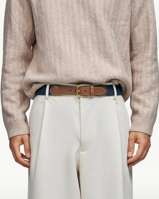 LOTTUSSE | CINTURONES | HOMBRE | CINTURÓN TRENZADO RAYÓN AZUL MARINO | AZUL MARINO