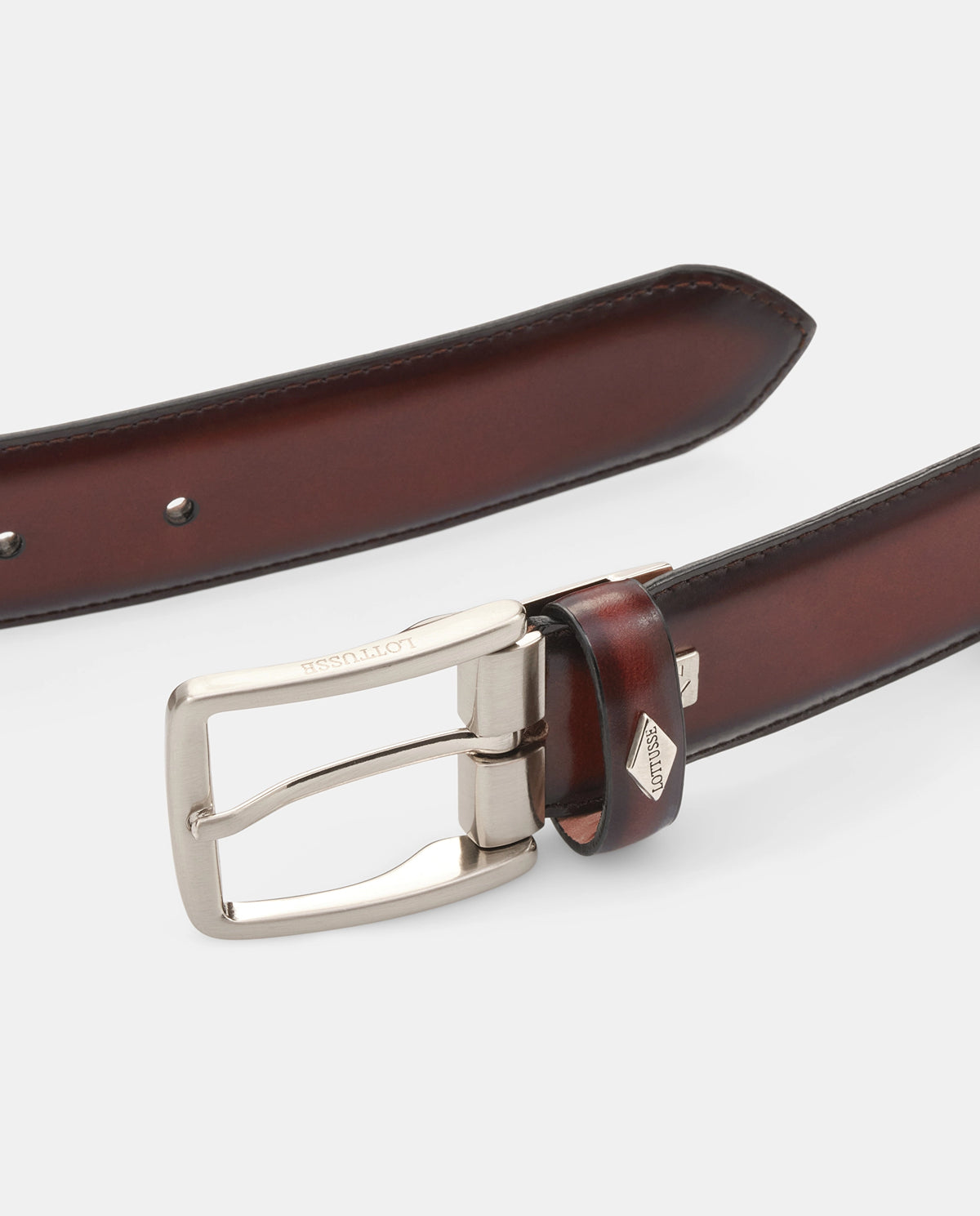 LOTTUSSE Hebilla Marrón de Vacuno Semi-brillante: marron cinturón pour homme