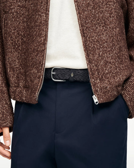 LOTTUSSE | CINTURONES | HOMBRE | CINTURÓN DE ANTE AZUL TRENZADO IMPERMEABLE AZUL MARINO | AZUL MARINO