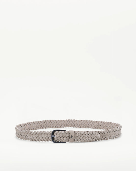 LOTTUSSE | CINTURONES | HOMBRE | CINTURÓN DE ANTE TRENZADO IMPERMEABLE GRIS TOPO | MARRÓN