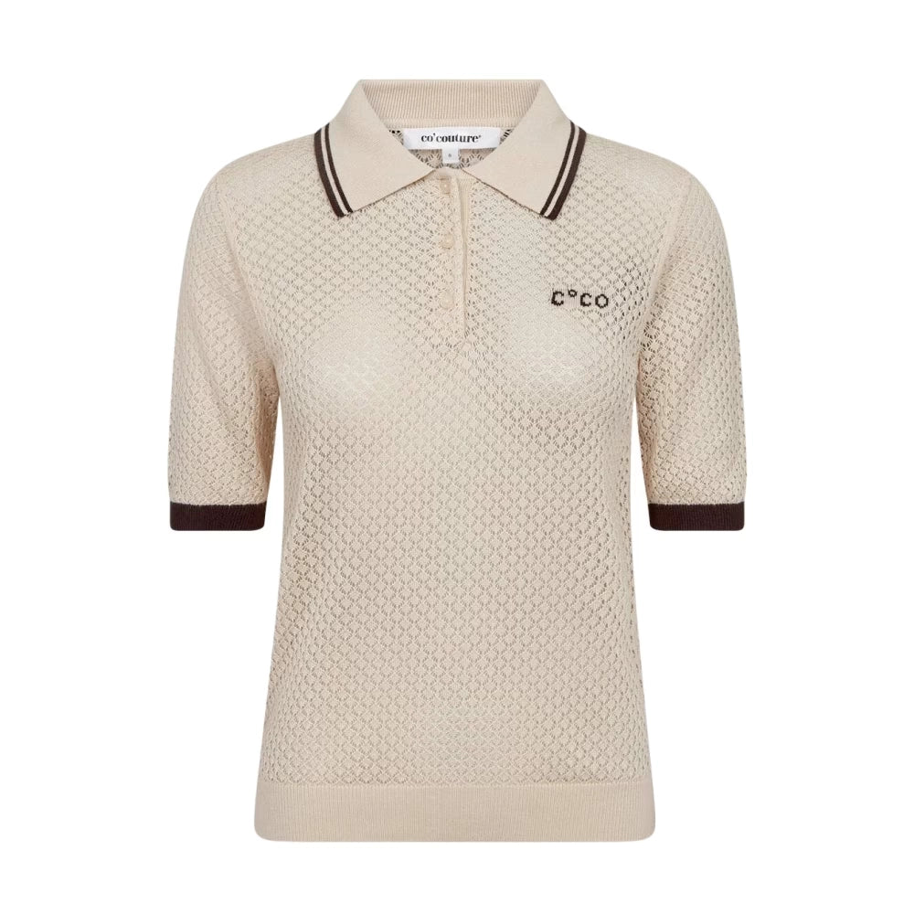 COCOUTURE | POLOS | MUJER | LUECC POINTELLE POLO KNIT BONE | BEIGE
