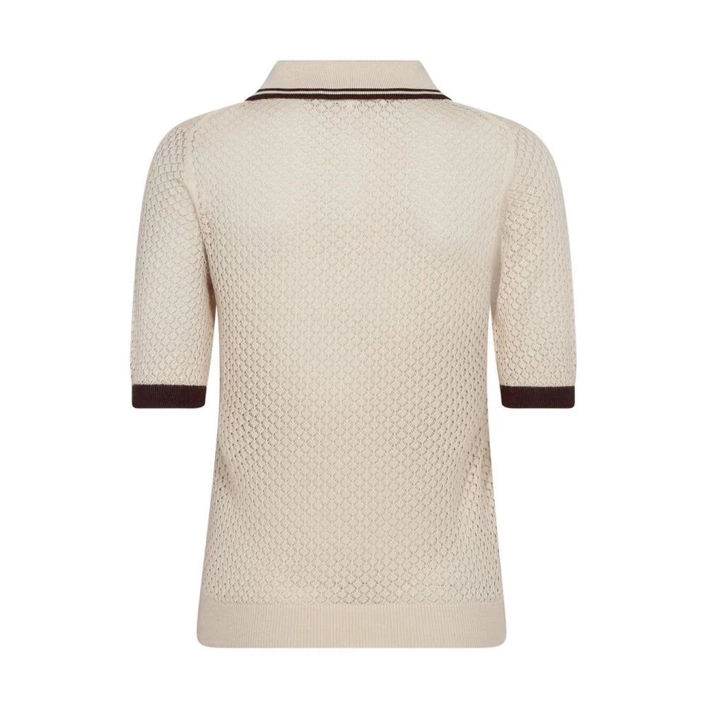 COCOUTURE | POLOS | MUJER | LUECC POINTELLE POLO KNIT BONE | BEIGE