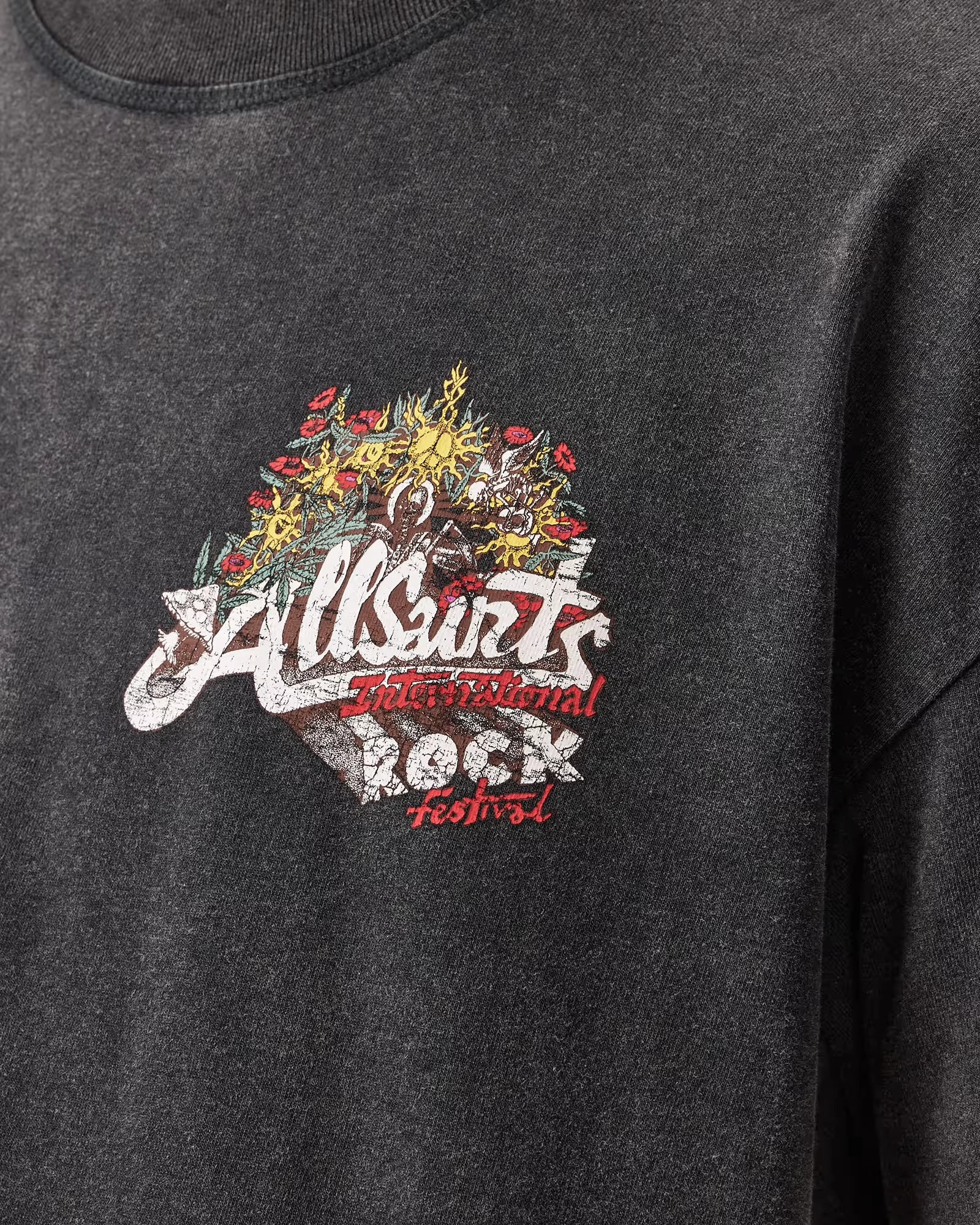 ALL SAINTS Roque SS CREW Washed Black: чорний футболка для чоловіків