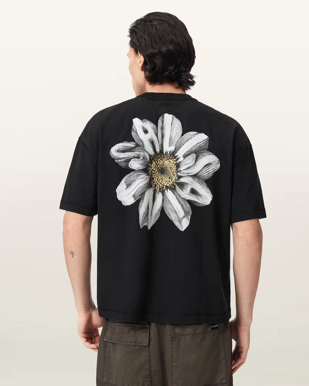 ALL SAINTS Petals SS CREW Washed Black: 黑色 T恤 男士
