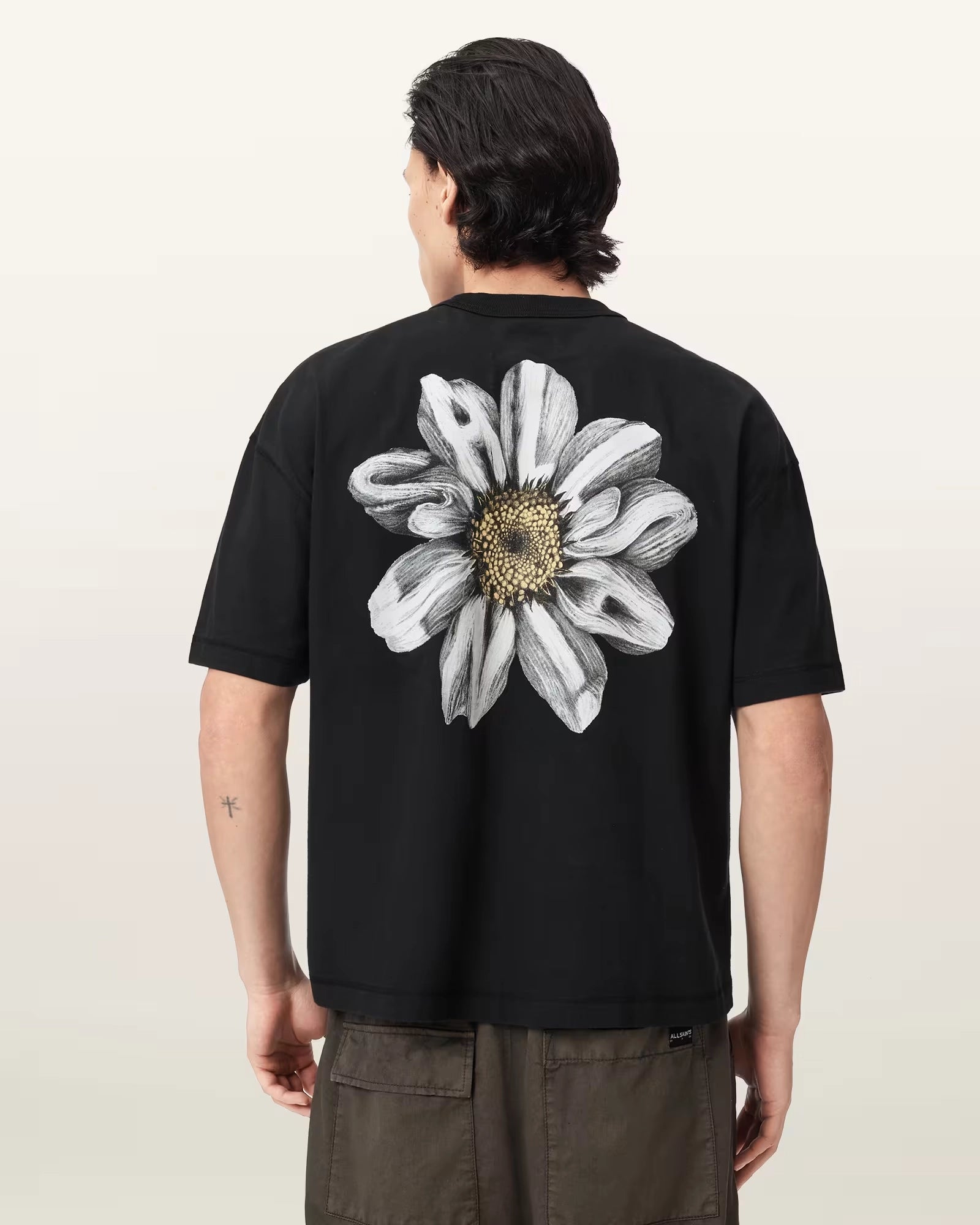 ALL SAINTS Petals SS CREW Washed Black: 黑色 T恤 男士