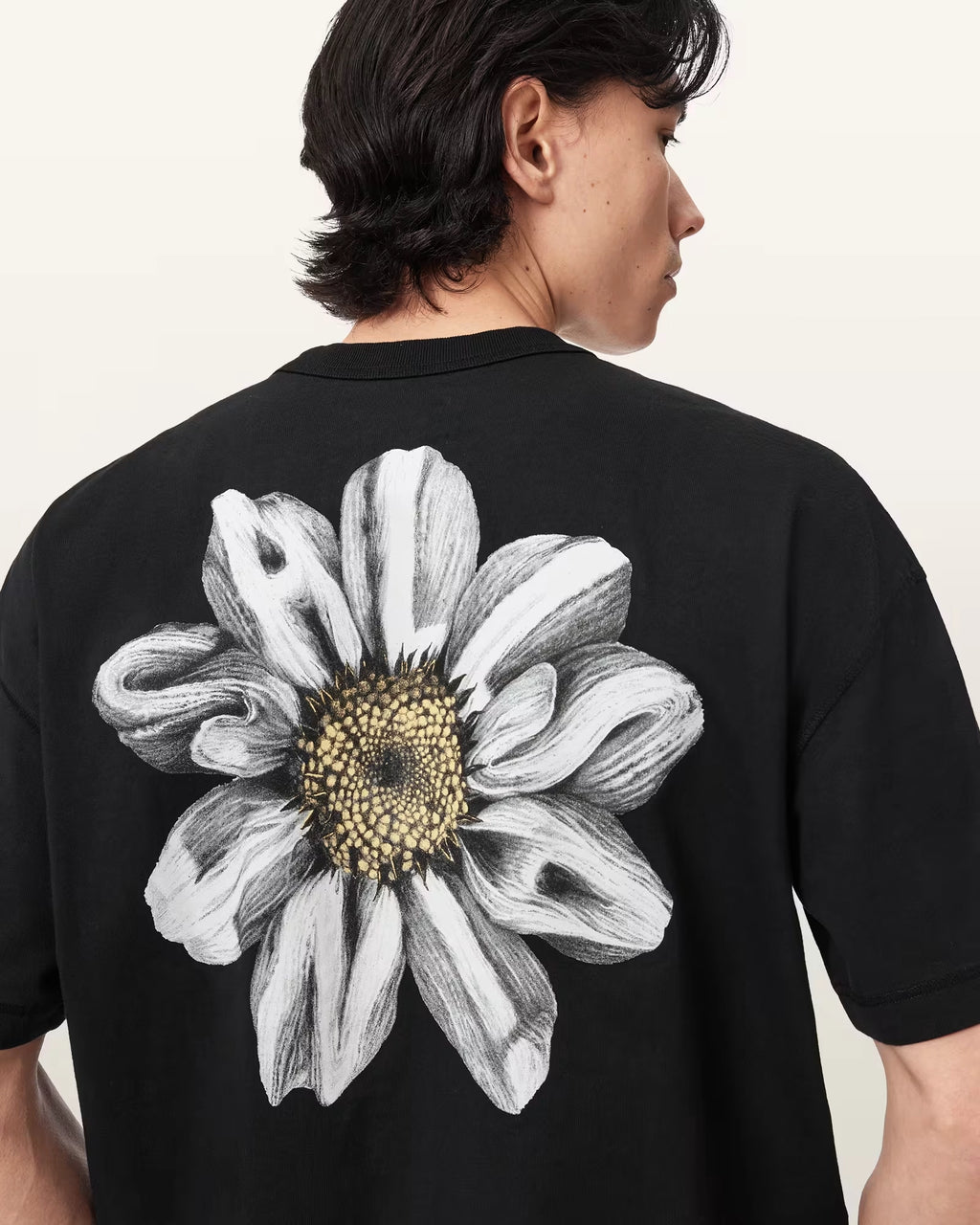 ALL SAINTS Petals SS CREW Washed Black: 黑色 T恤 男士