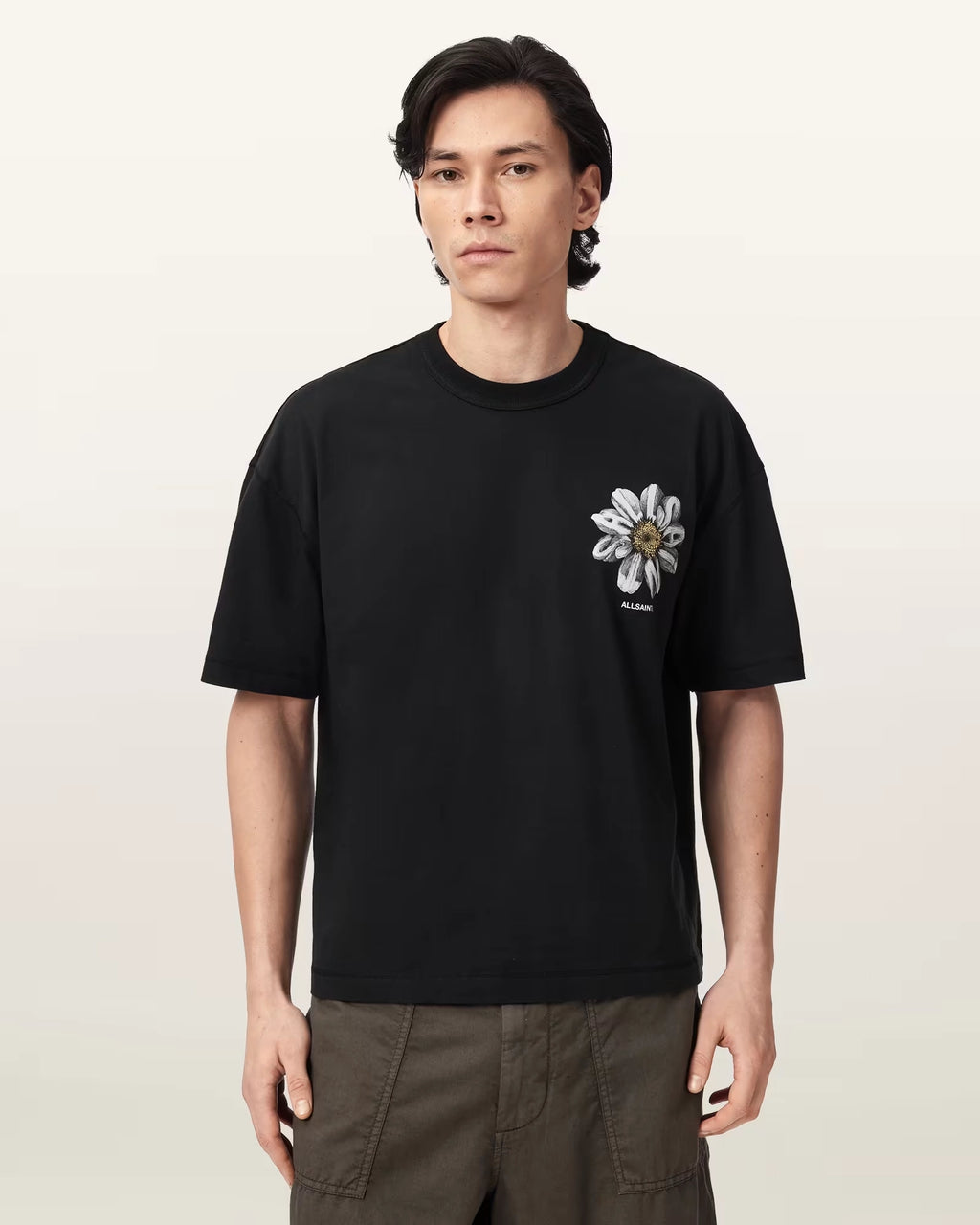 ALL SAINTS Petals SS CREW Washed Black: 黑色 T恤 男士