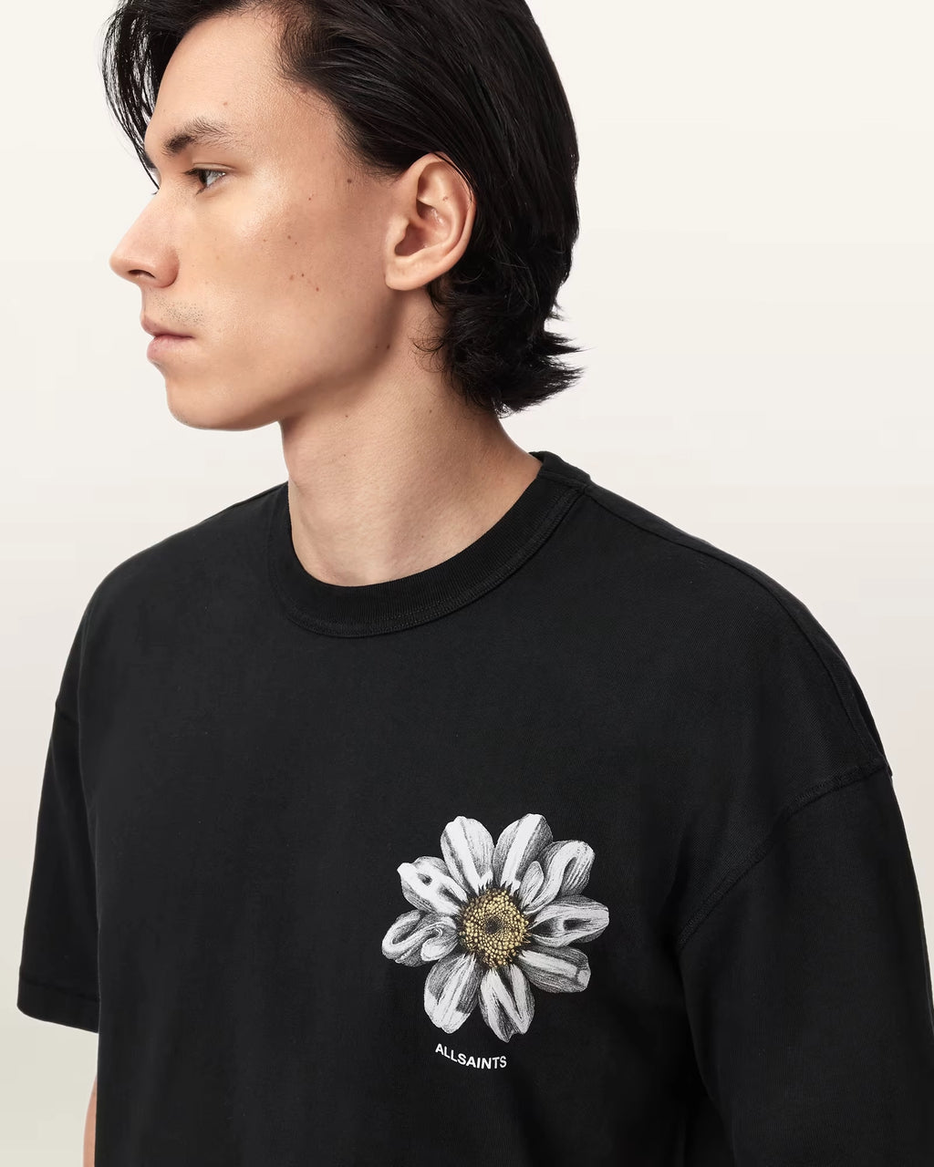 ALL SAINTS Petals SS CREW Washed Black: 黑色 T恤 男士