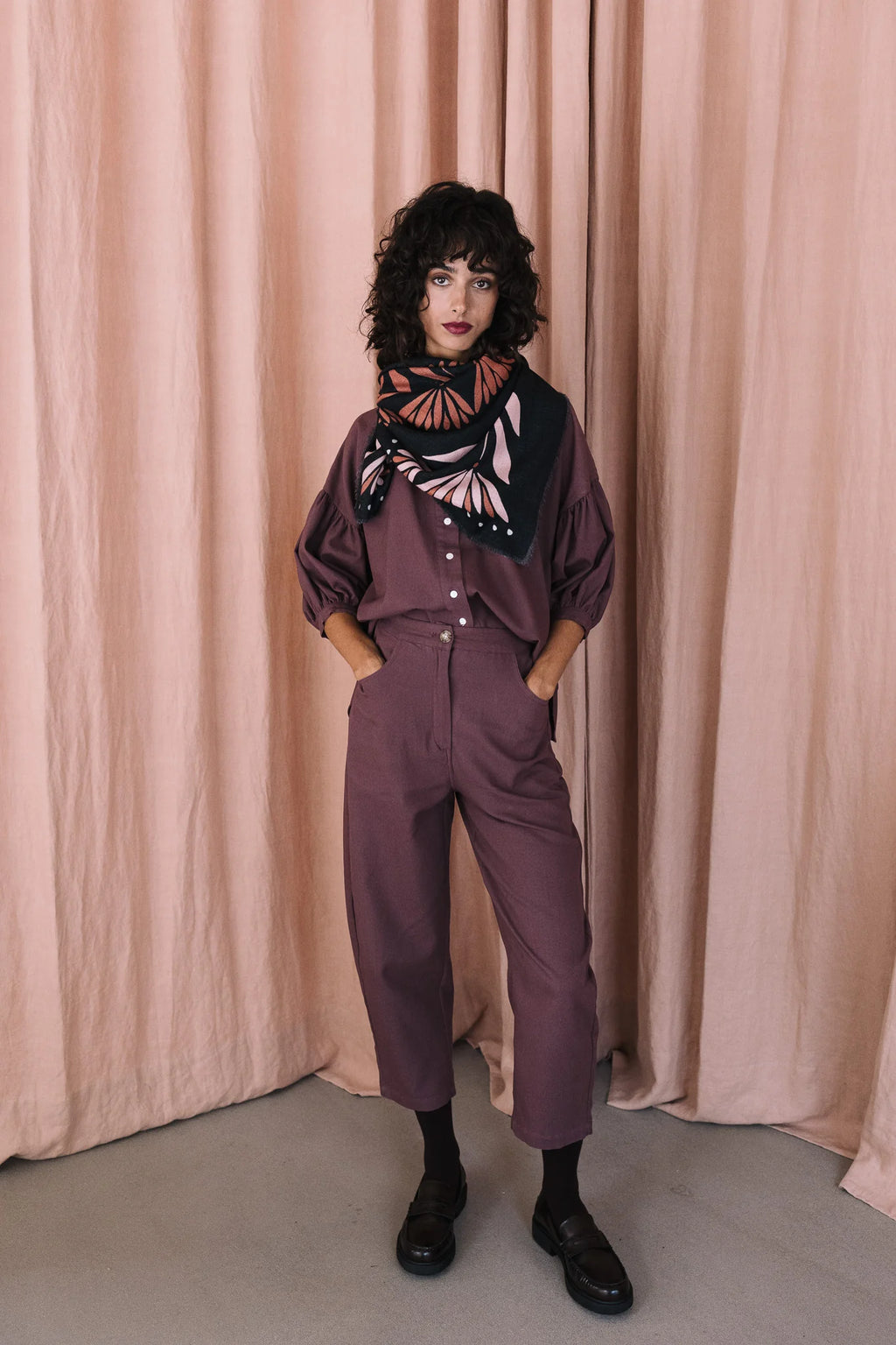 MAITANE BILBAO MINI Jibon TANA PLUM: multicolor pañuelo för dam