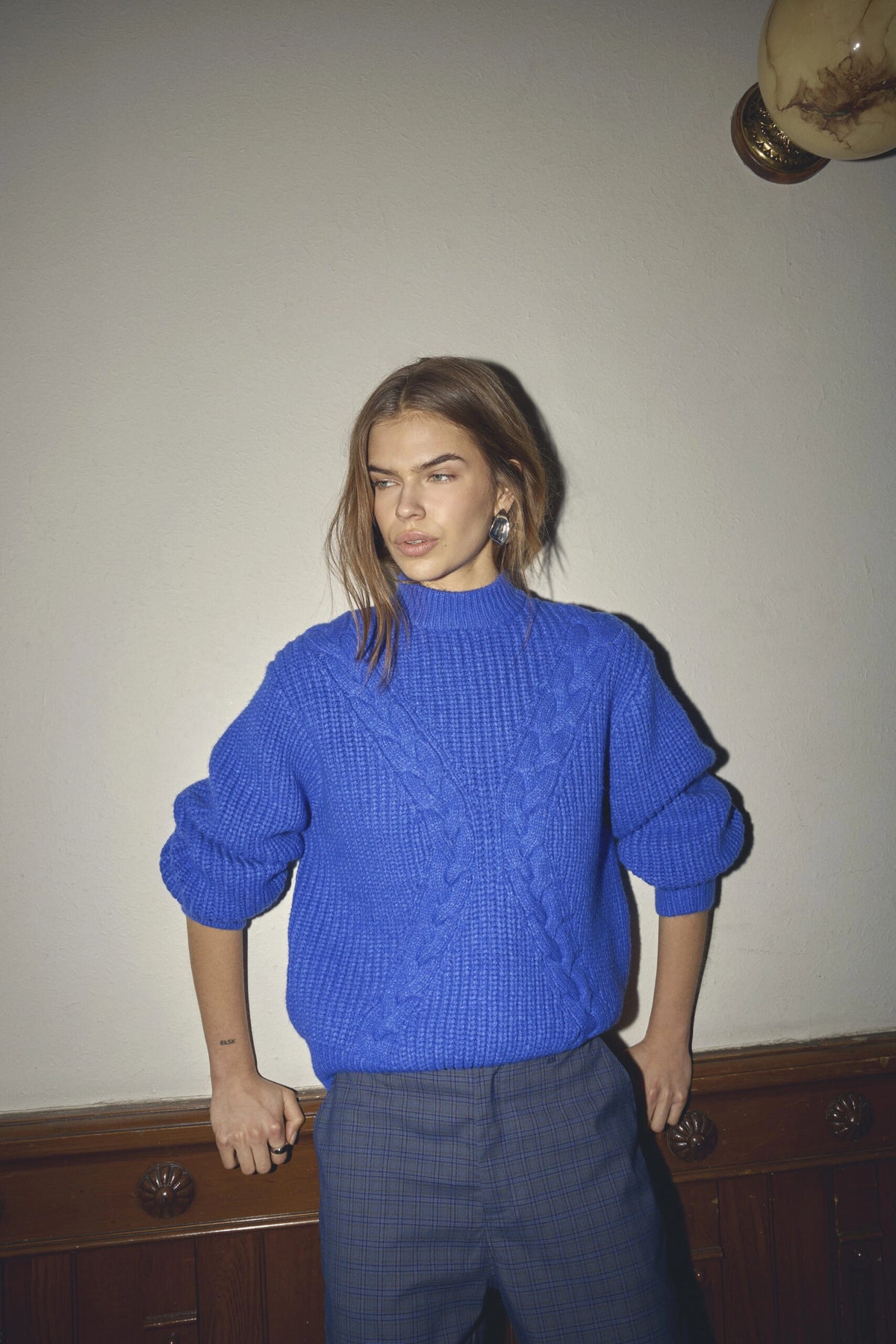 COCOUTURE Rowcc RIB Cable KNIT NEW BLUE: blu maglione da donna