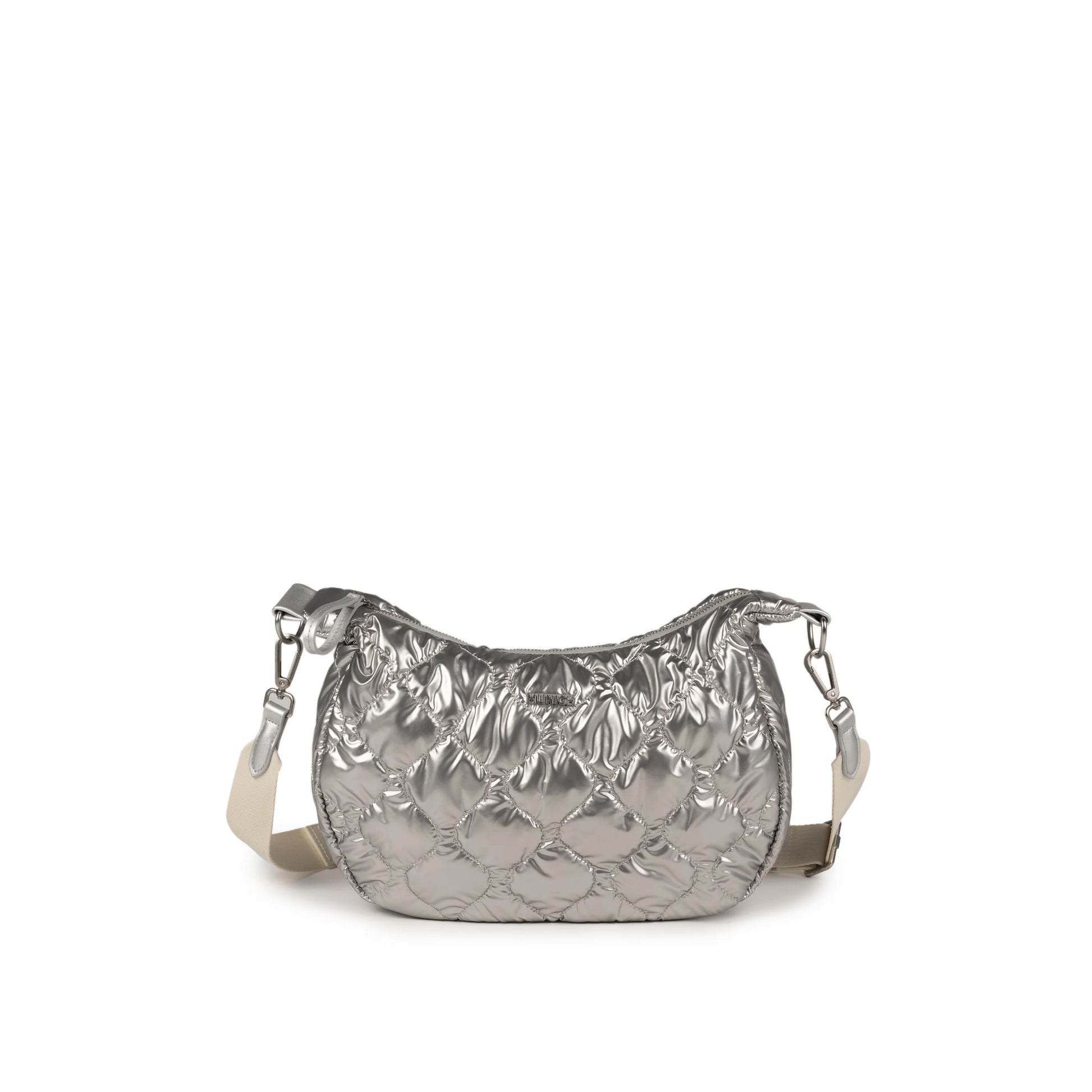Bolsos Para Mujer De La Marca Munich Modelo Cover Crossbody Hobo Silver En Color Plateado