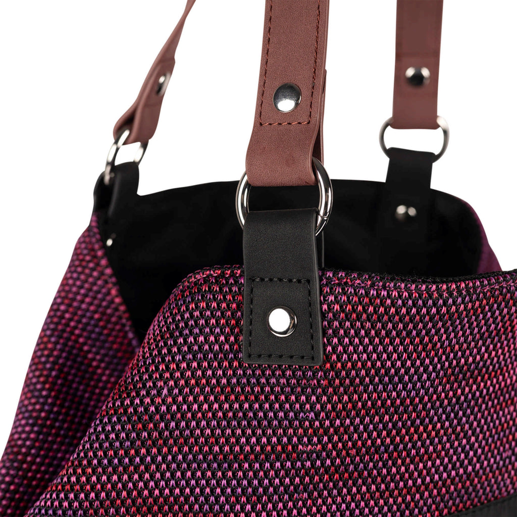 MUNICH TOTE Fuchsia/black: ブラック バッグ レディース