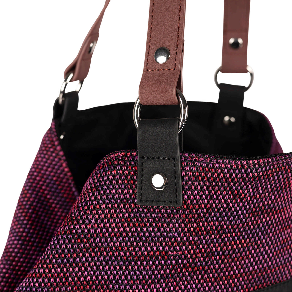 MUNICH TOTE Fuchsia/black: ブラック バッグ レディース